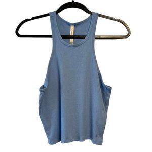 Aritzia The Group Babaton Ribbed High Neck Crop Tank Top Blue